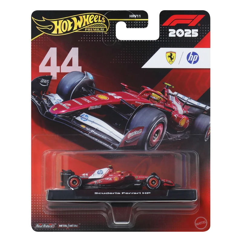 Hot Wheels Premium 1:64 Die-Cast Vehicle #44 Scuderia Ferrari HP F1 Team Lewis Hamilton