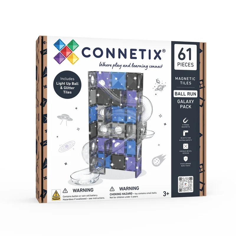 CONNETIX Magnetic Tiles 61 Piece - Ball Run Galaxy Pack