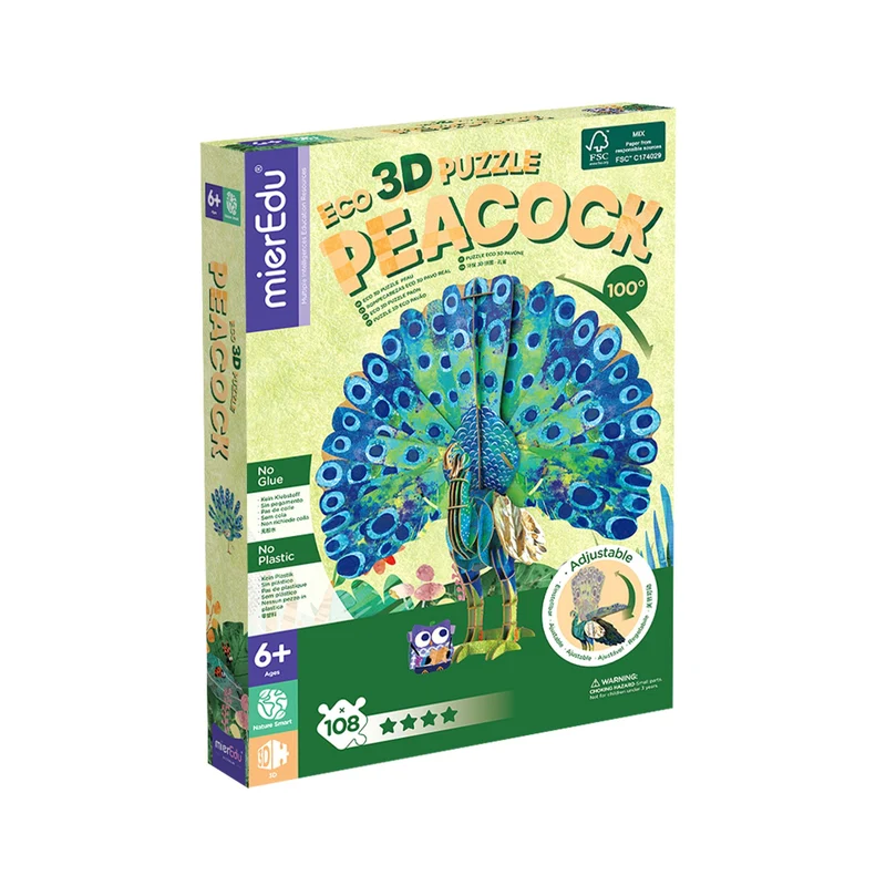 MierEdu Eco 3D Puzzle - Peacock