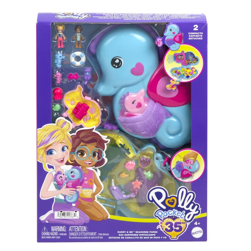 Polly Pocket Daddy & Me Seahorse Purse Wearable Compact