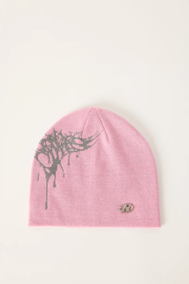 Neovision Intarsia Knit Beanie Pink