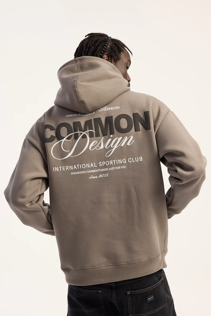 Common Need Compose Boxy Hoodie Brown