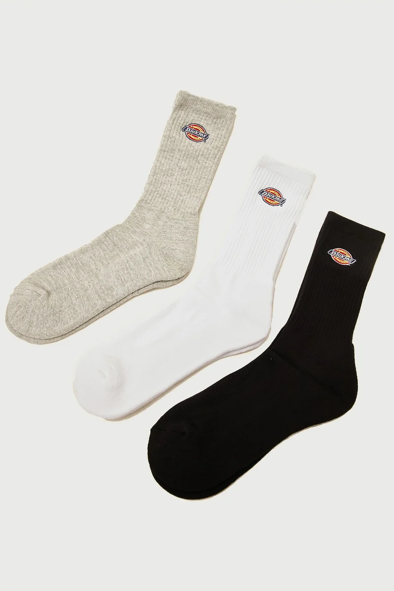 Dickies H.S Rockwood Crew Socks 3 Pack Black/Grey Marle/White