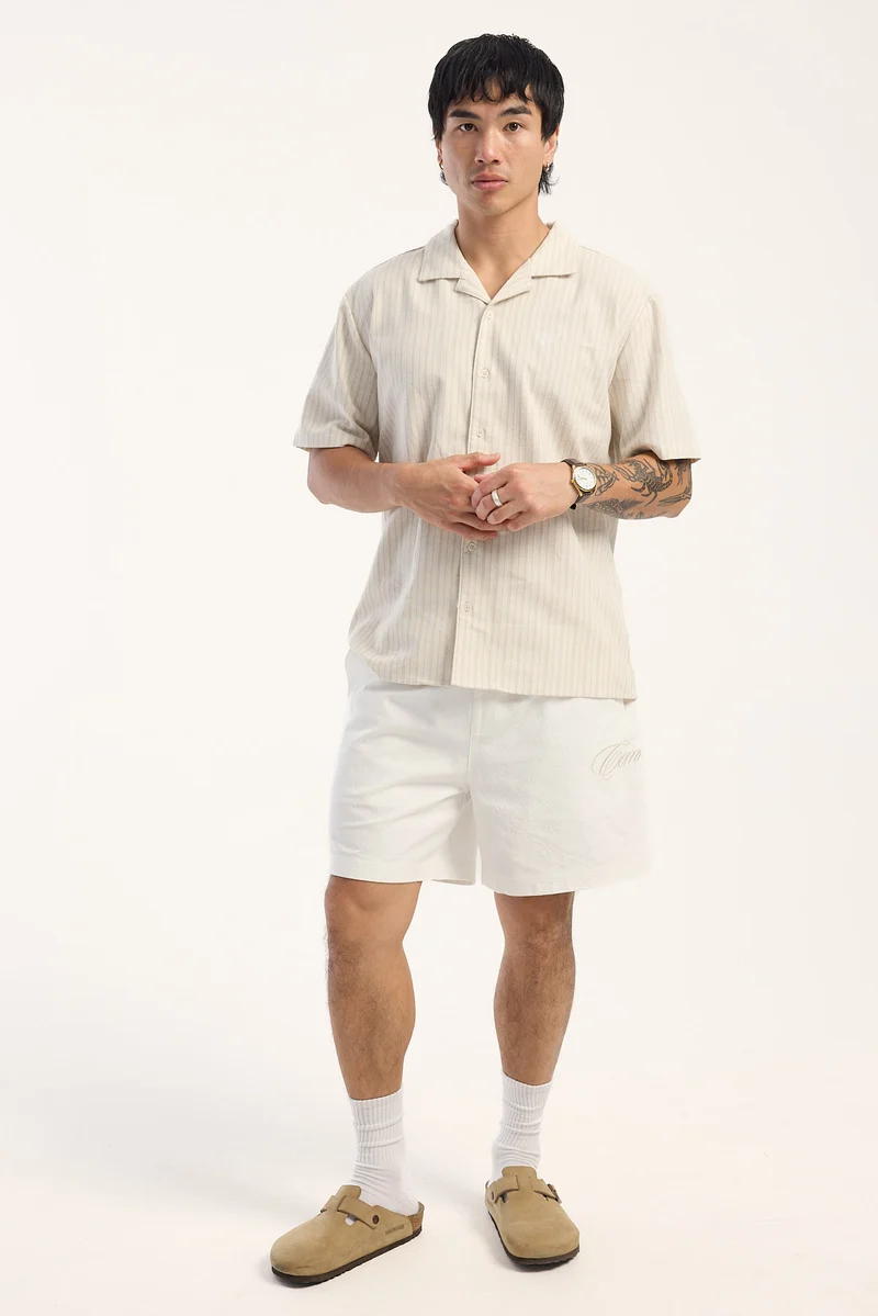 Common Need Crescent Elastic Waist Short White