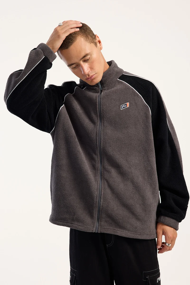 Rusty Stealth Tides Zip Thru Sherpa Fleece Jacket Steele