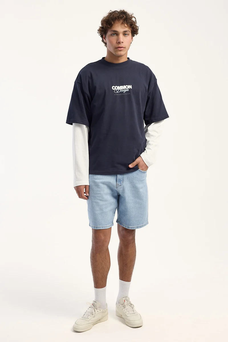 Common Need Direct Denim Short Fog Blue Denim