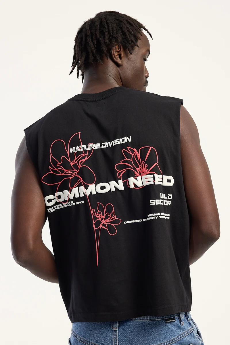 Common Need Wild Sector Cropped Muscle Tank Black