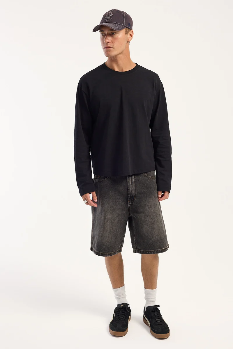 Worship Trudge Lounger Denim Short Dirty Black