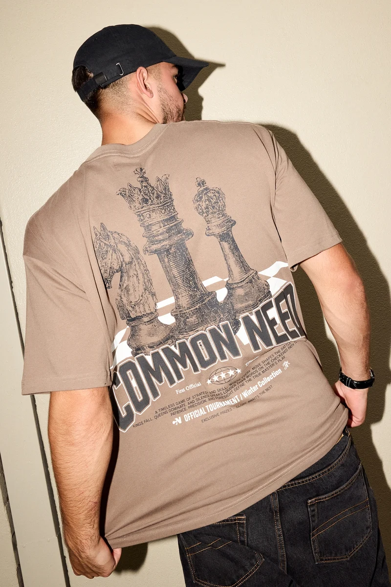 Common Need Checkmate Heavyweight Boxy Tee Brown