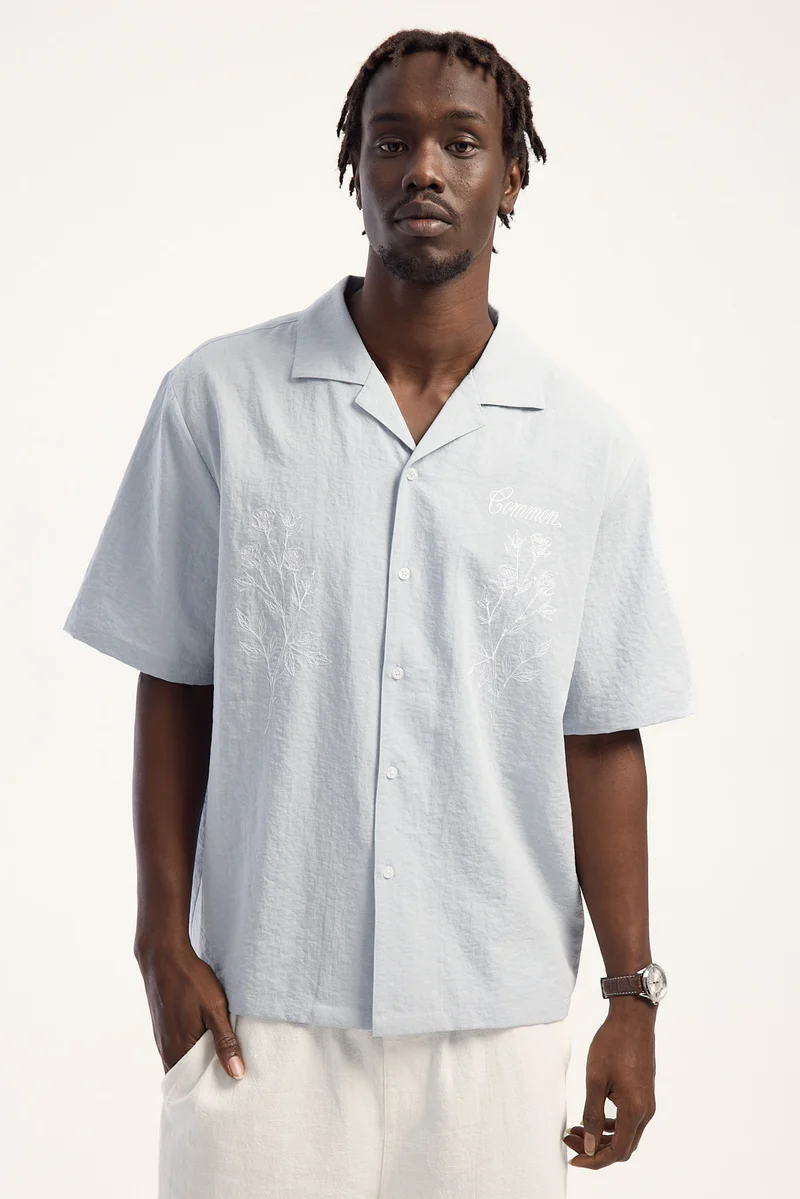 Common Need Meadow Boxy Resort Shirt Light Blue