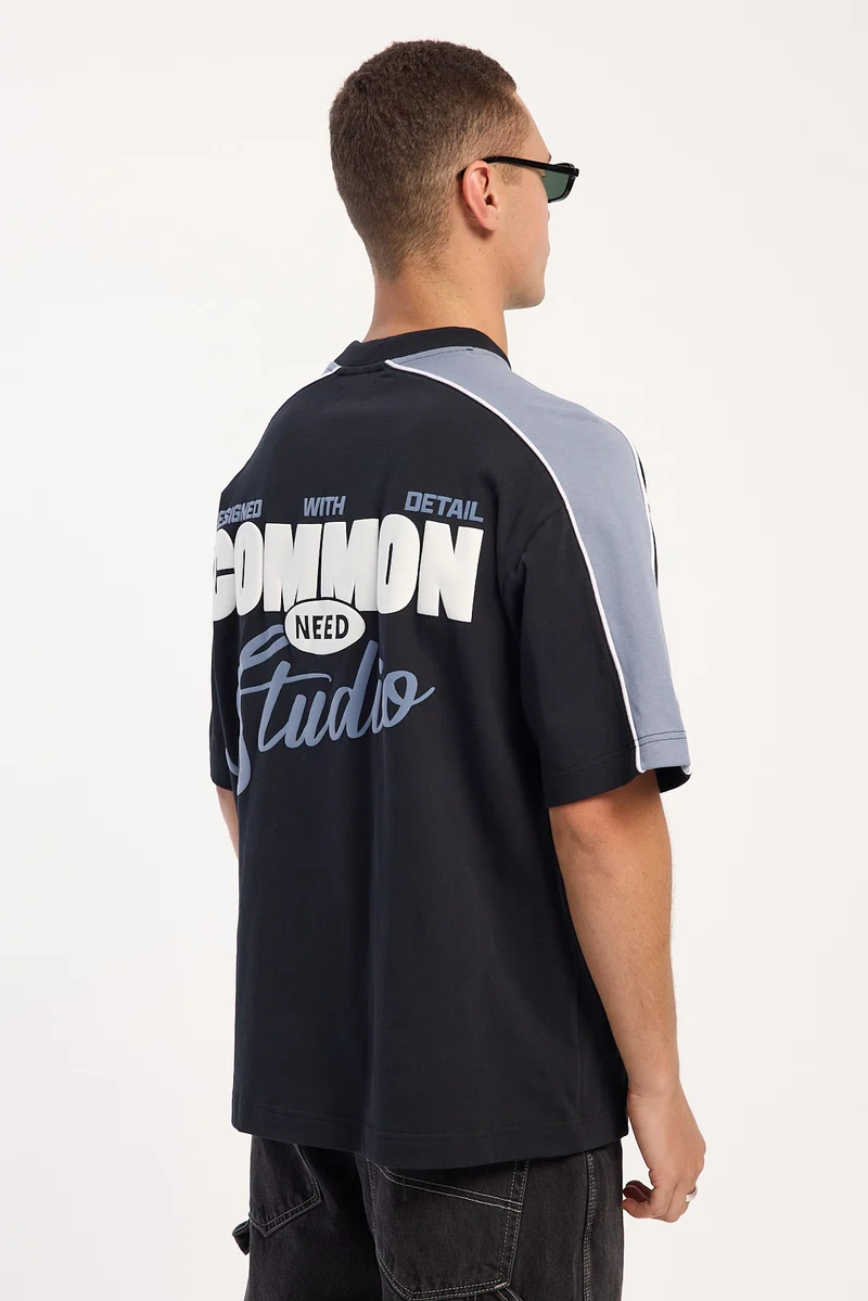 Common Need Gallery Heavyweight Boxy Tee Asphalt/Dusty Blue