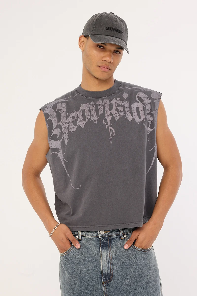 Neovision Sanctum Cropped Muscle Tank Washed Black