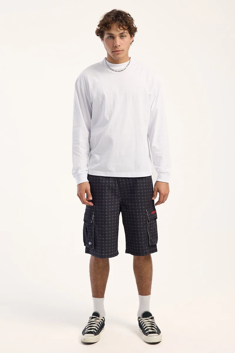 Neovision Carnage Elastic Waist Cargo Short Black/Grey Check