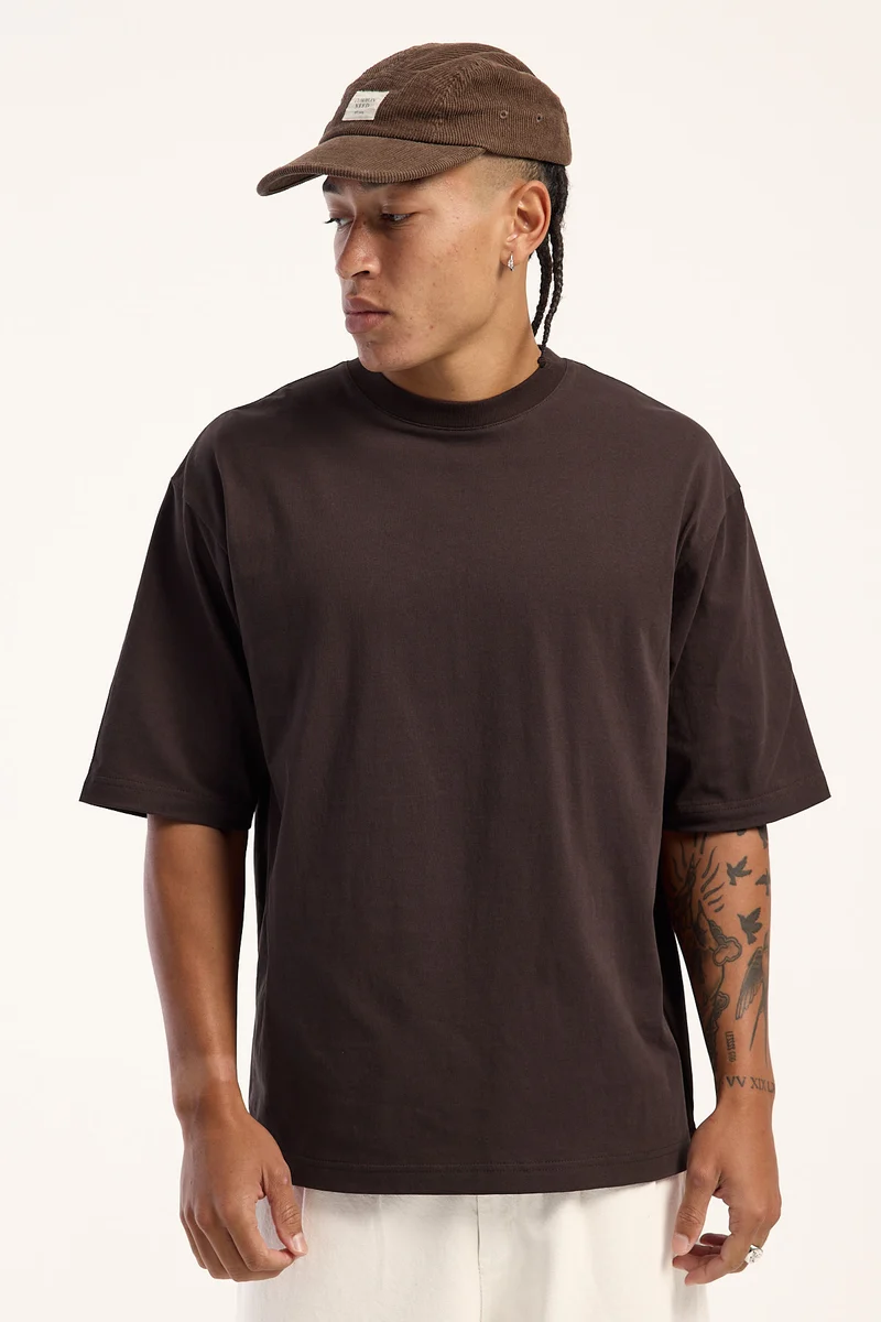 Open Archive Organic Boxy Tee Coffee Brown