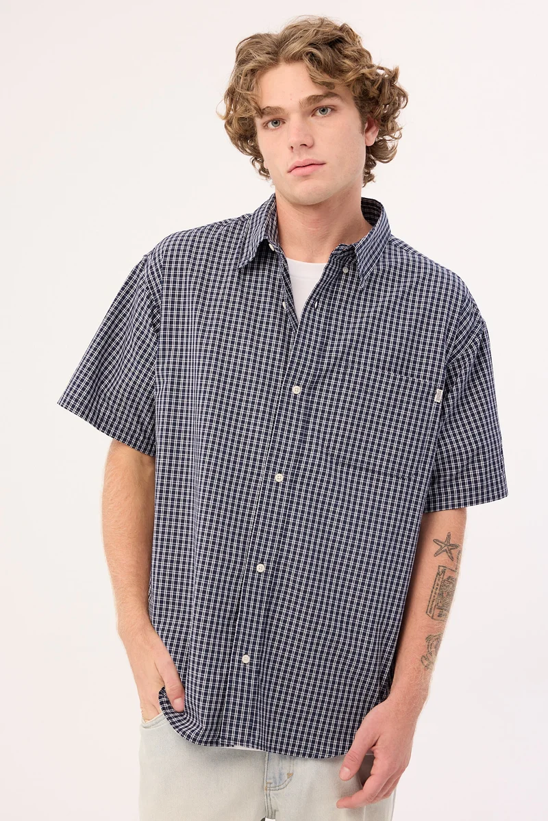Sdouble Classic Gingham S/S Shirt Navy Check