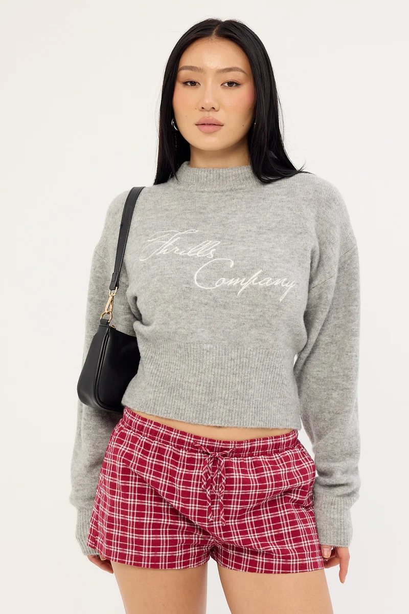 Thrills Studio Issue Knit Sweater Light Grey Marle