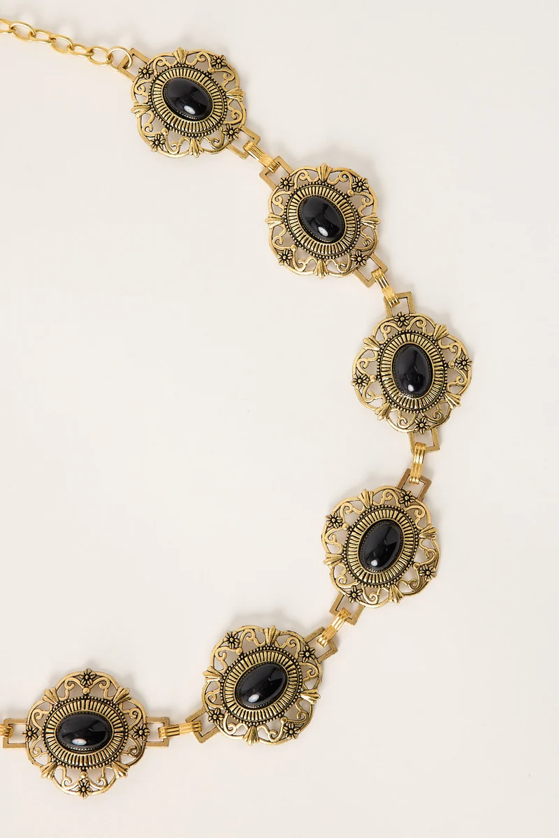 Token Aztec Stone Chain Belt Gold/Black