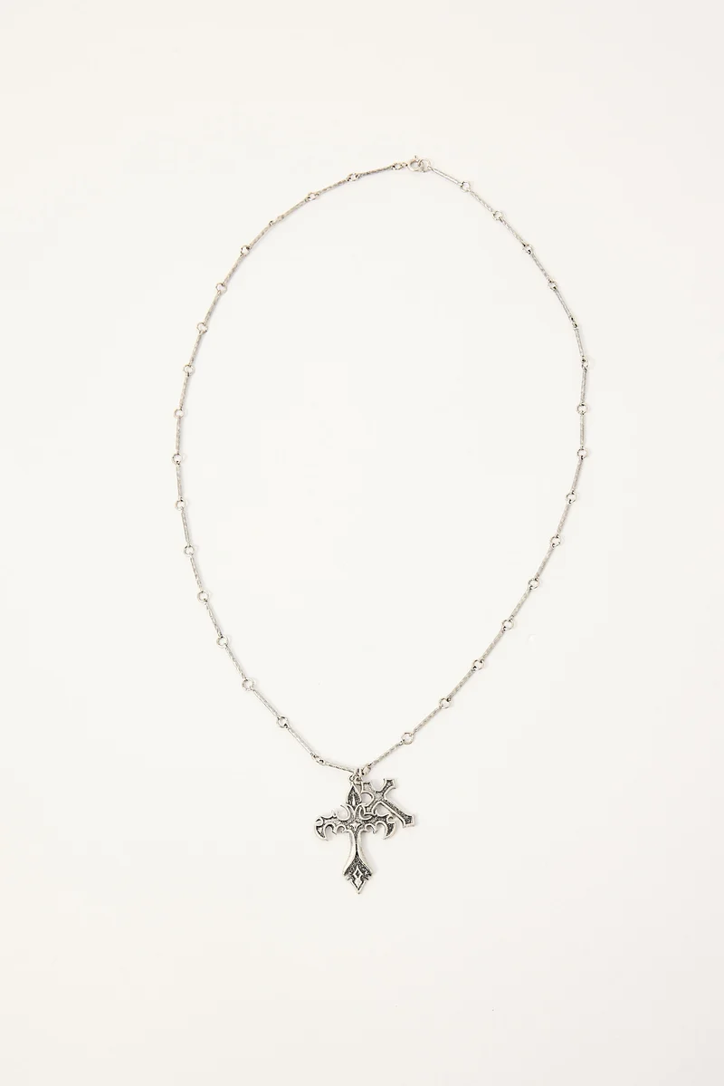 Neovision Cryptic Cross Necklace Antique Silver