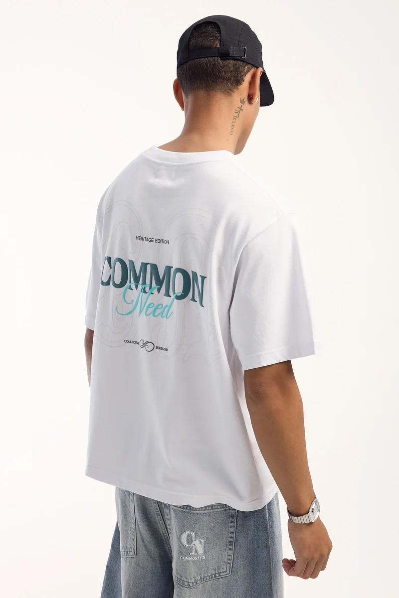 Common Need Variant Heavyweight Signature Tee White