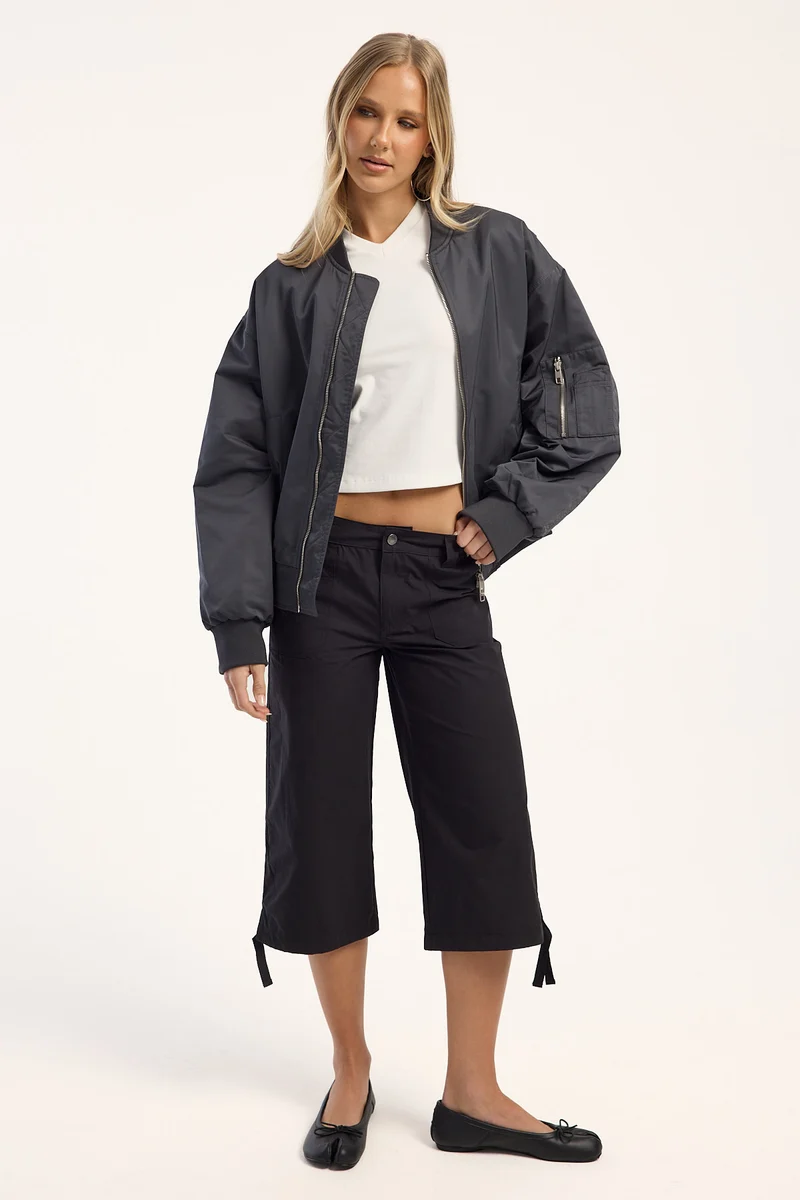 Rusty Cameron Low Rise Relaxed Capri 3/4 Pant Black