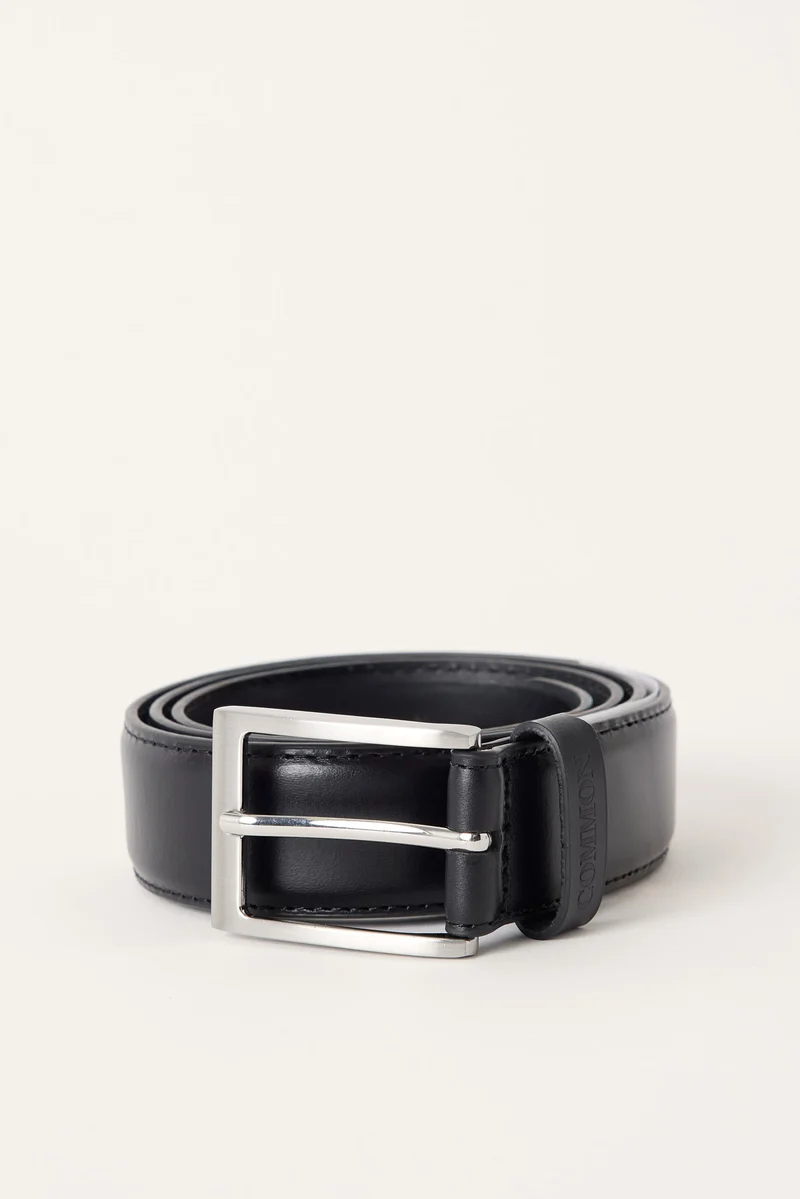 Common Need Valence Washed Leather Belt Washed Black