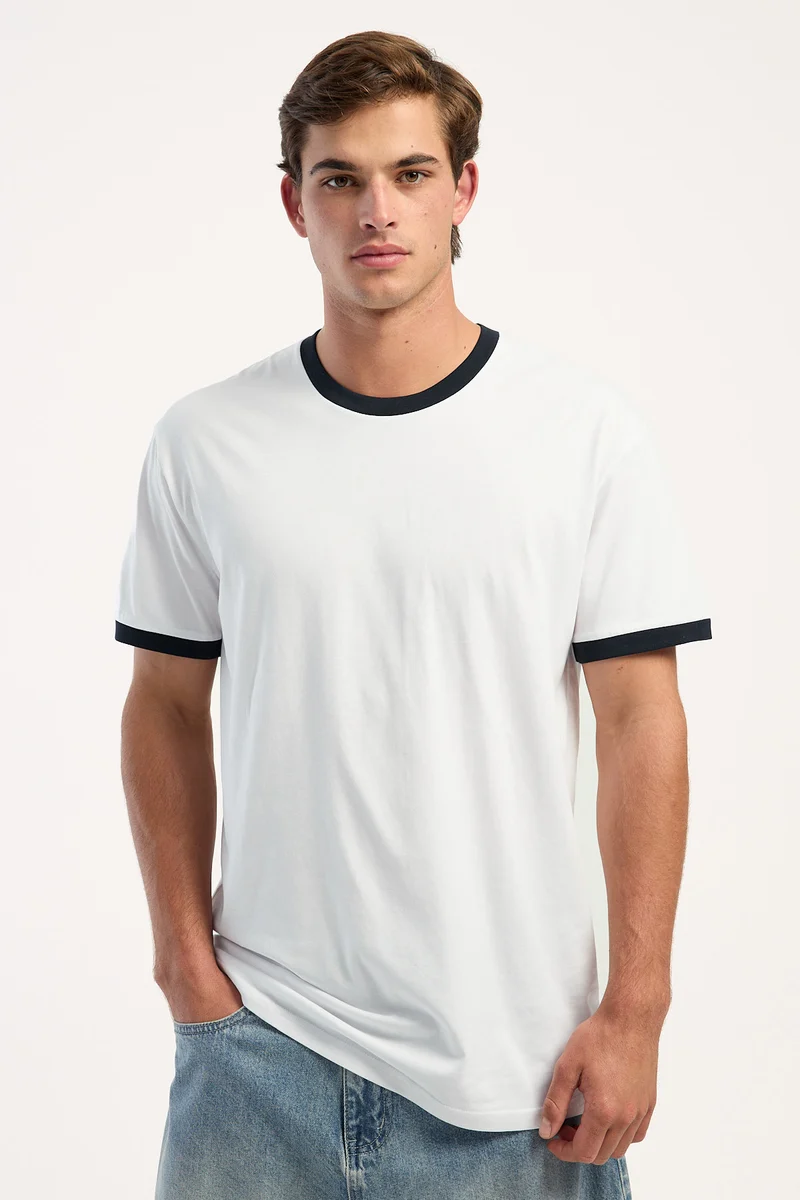 As Colour Staple Ringer Tee White/Navy