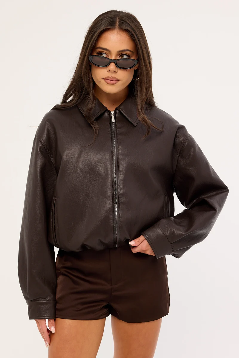 Perfect Stranger Paula High Waisted Shorts Brown