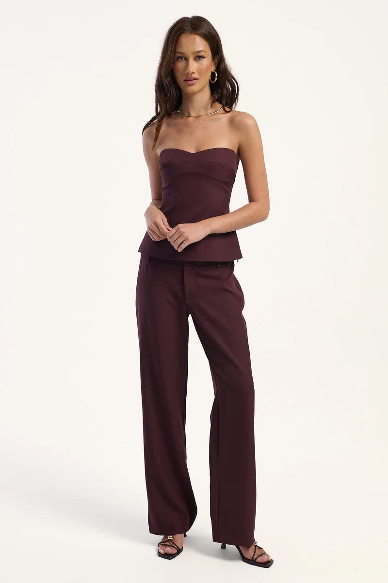 Perfect Stranger Tala Mid Rise Pant Burgundy
