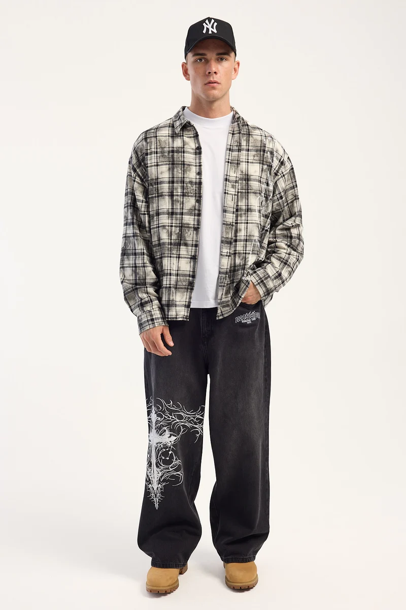 Neovision Crossfall Behemoth Super Baggy Jean Dirty Washed Black