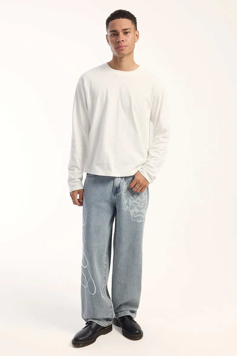 Neovision Kuro Titan Baggy Jean Blasted Washed  Blue