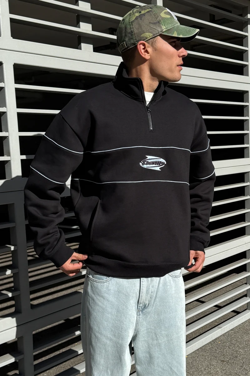 Thrills Split Decisions Quarter Zip Fleece Black