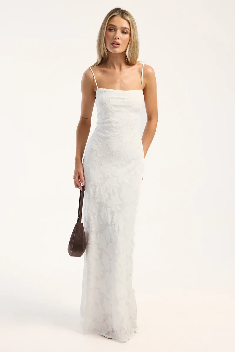 Perfect Stranger Hattie Jacquard Maxi Dress White