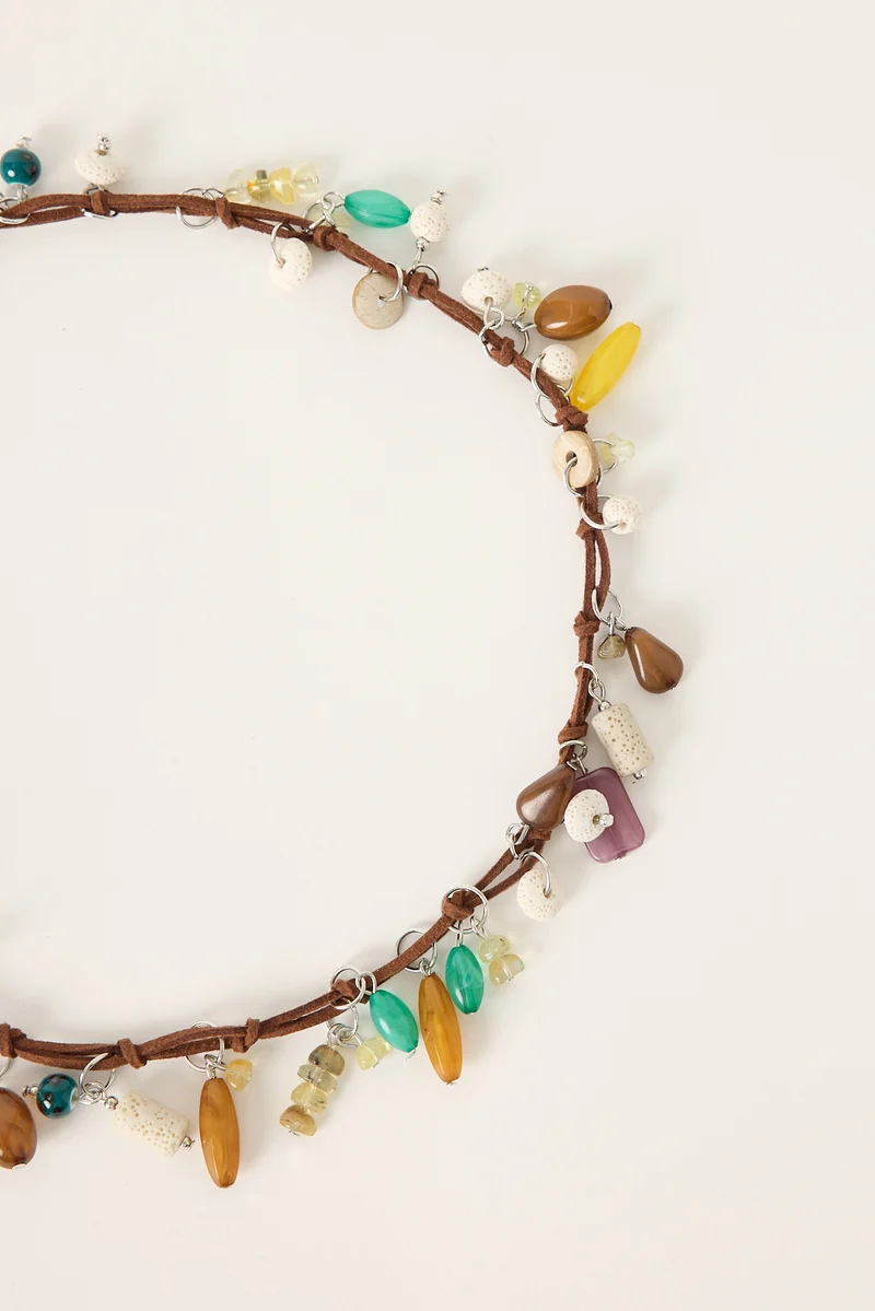 Token Afterglow Beaded Charm Belt Brown