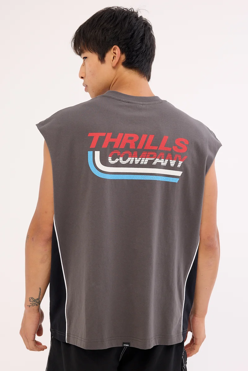 Thrills Beginning Anarchy Box Fit Oversize Cropped Muscle Tee Merch Black