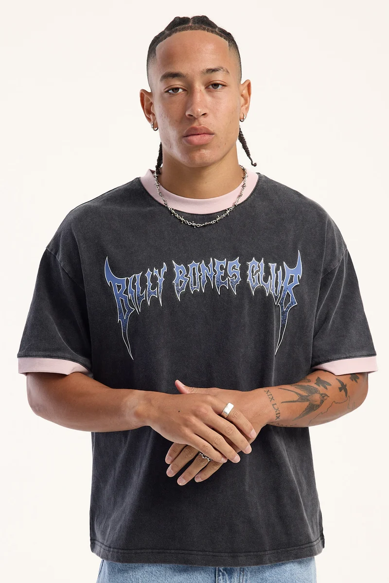 Billy Bones Club Club Zero Ringer Tee Washed Black/Pink