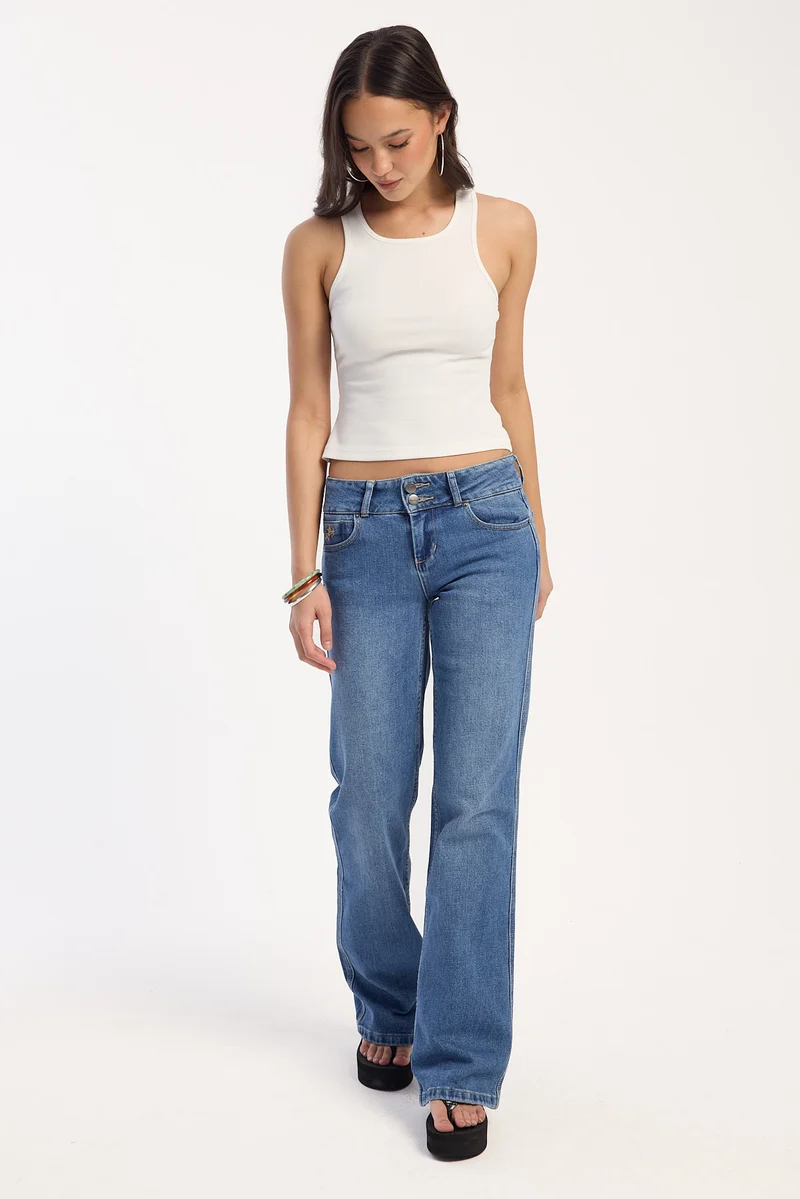 Worship Yours Truly Bootcut Low Rider Jean Faded Sky High