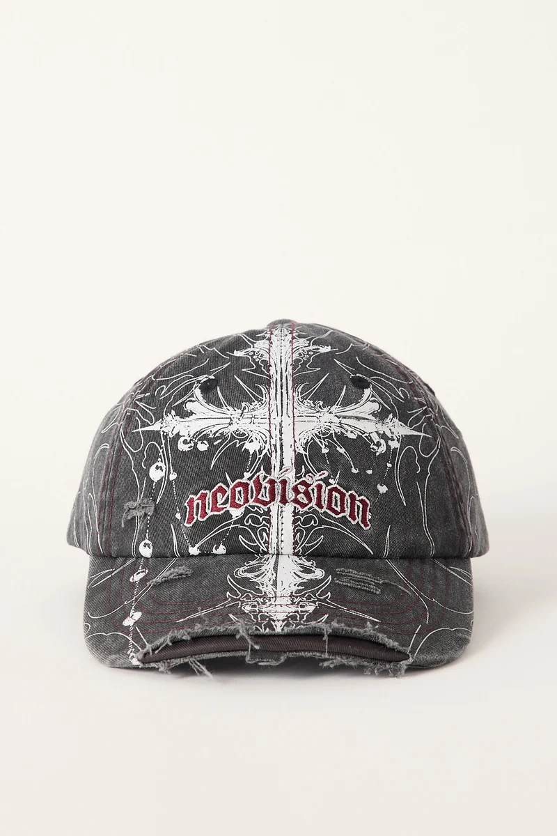 Neovision Crossfall Distressed Dad Cap Washed Black