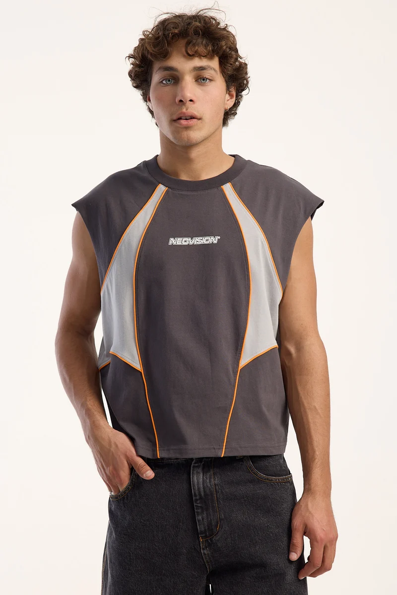 Neovision Divide Cropped Muscle Tank Ash Black/Grey