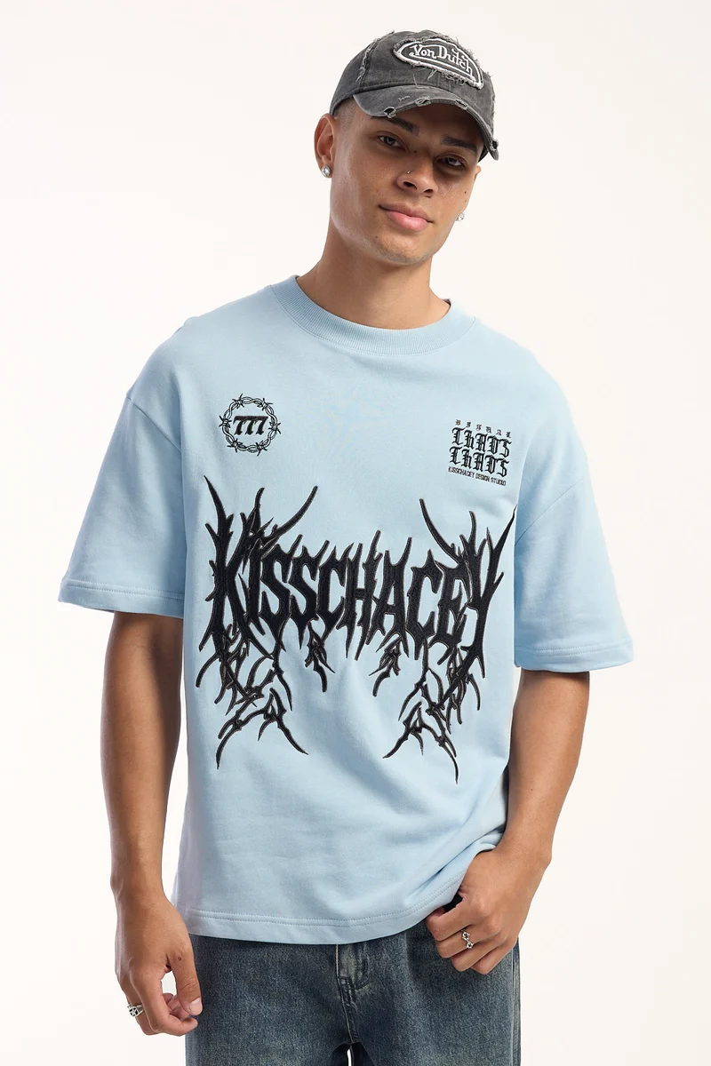 Kiss Chacey Spiked Loopback Street Tee Baby Blue