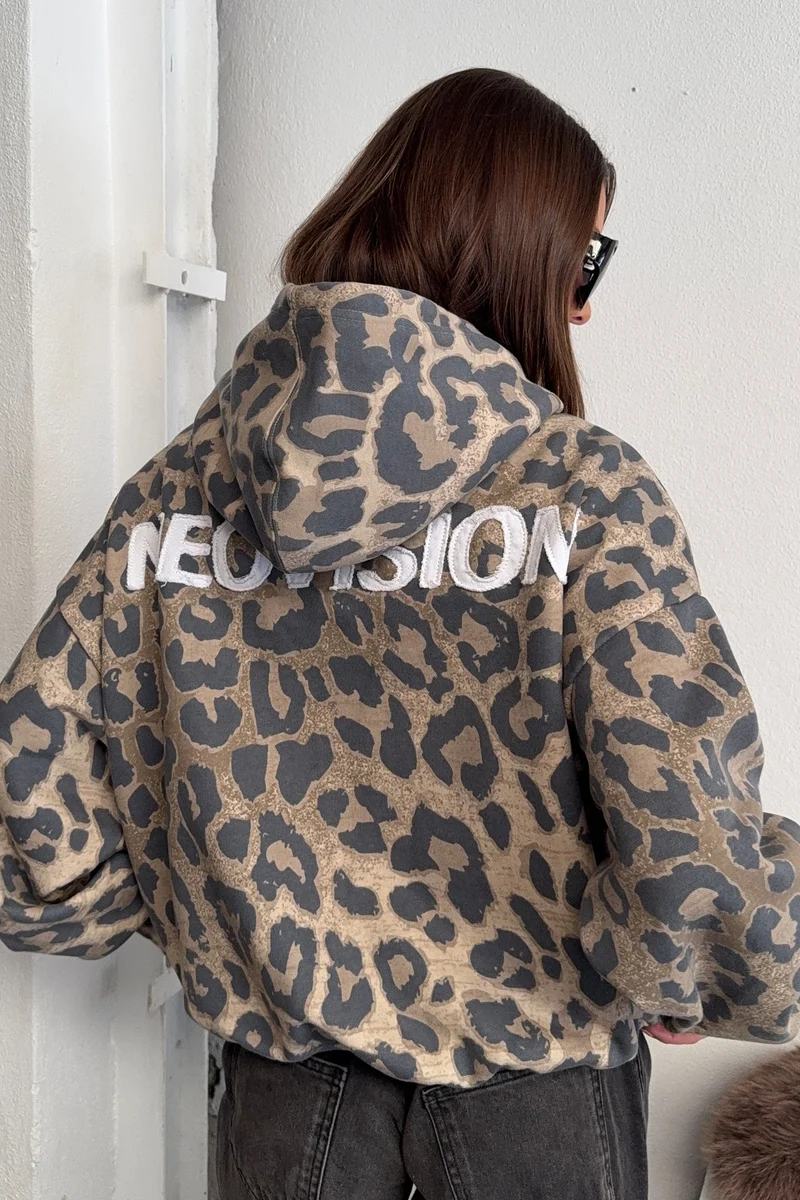 Neovision Predator Cropped Oversized Hoodie Leopard