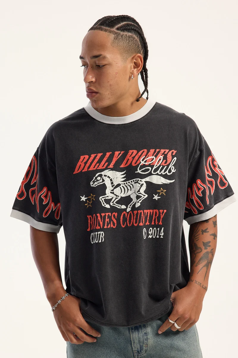 Billy Bones Club Flamed Rider Tee Vintage Black