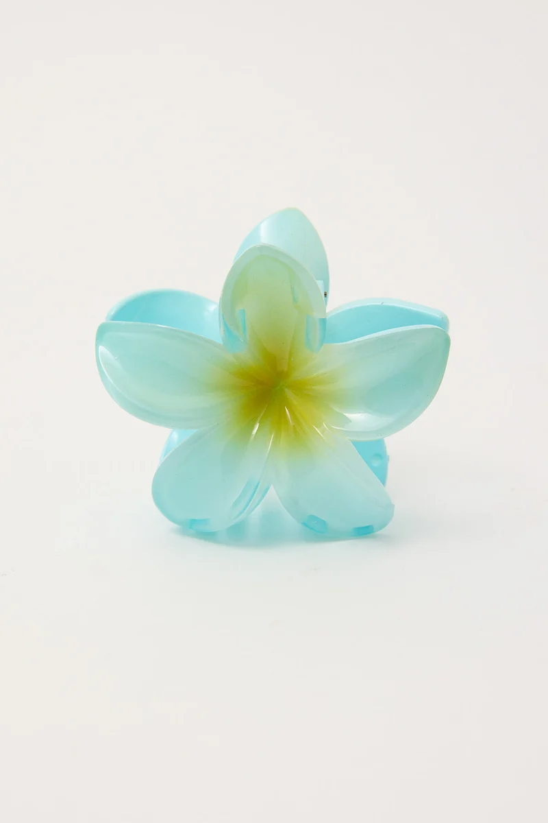 Token Frangipani Flower Claw Clip Blue