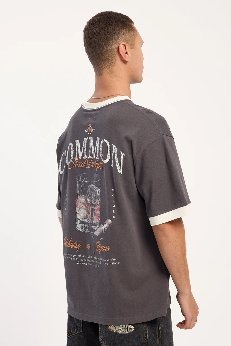 Common Need Distilled Ringer Heavyweight Easy Tee Asphalt