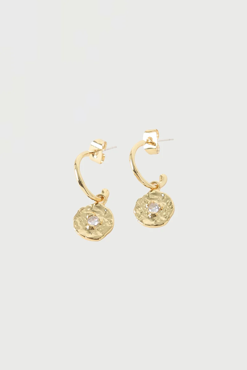Perfect Stranger Magnolia Disk Hoop Earring 18K Gold Plated