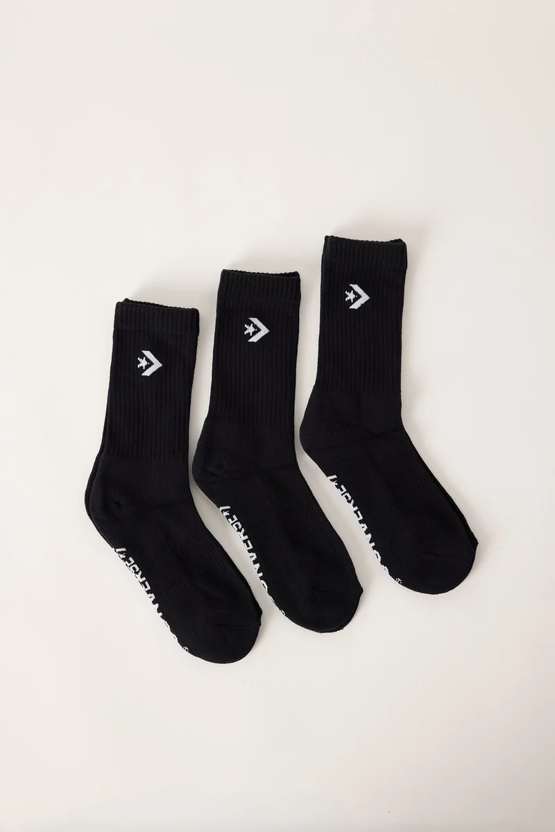 Converse Crew Sock 3 Pack Black