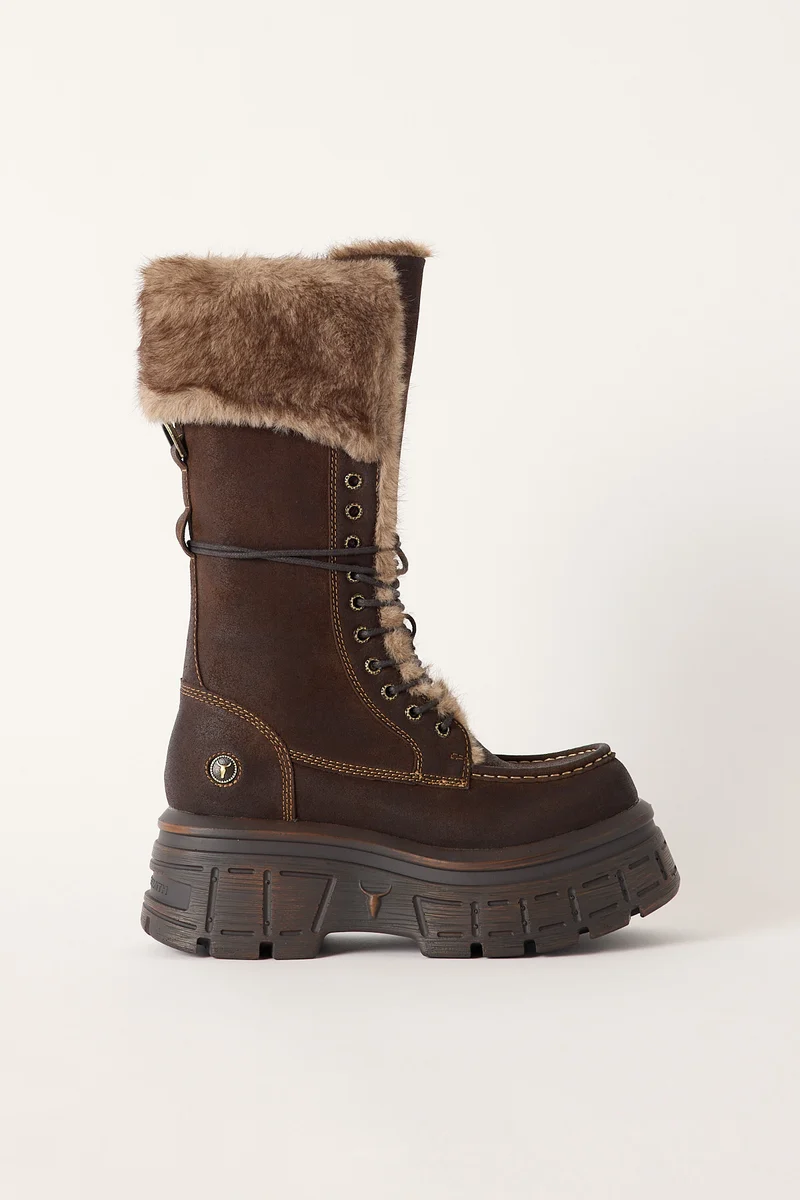 Windsor Smith Womens Saintly Fluffy Boot Brownie