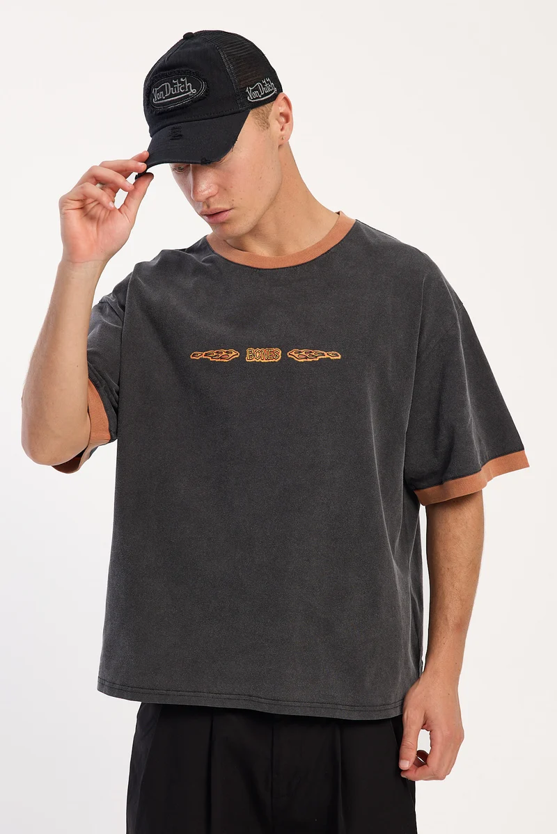 Billy Bones Club Bones of Hazzard Ringer Tee Washed Black