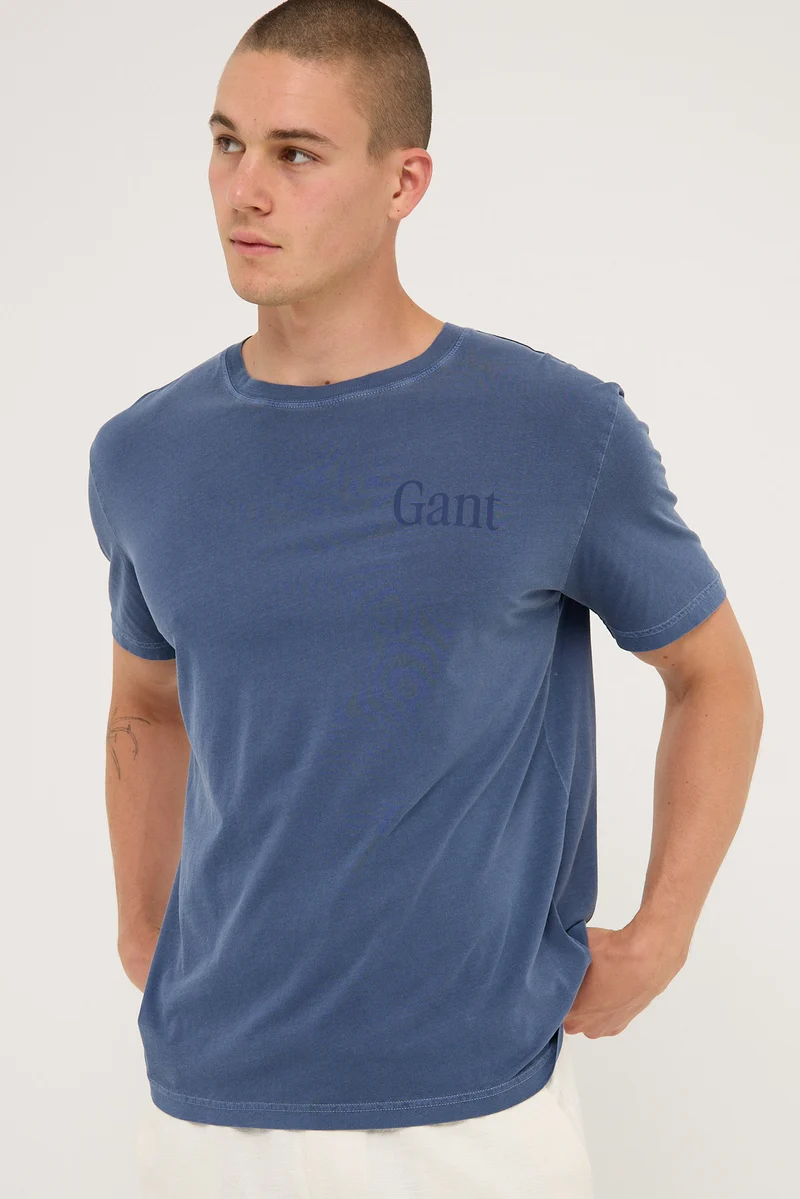 Gant Sunfaded Graphic Tee Dusty Blue Sea