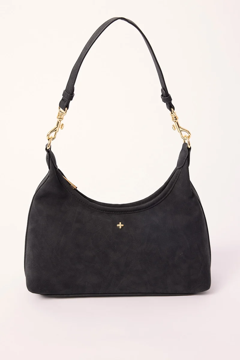 Peta + Jain Peach Shoulder Bag Black Suede PU/Gold