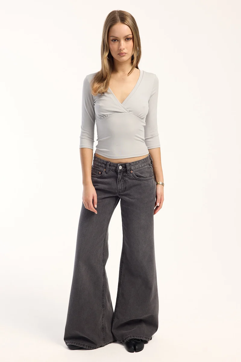 Motel LR Slouchy Flare Jean Washed Black